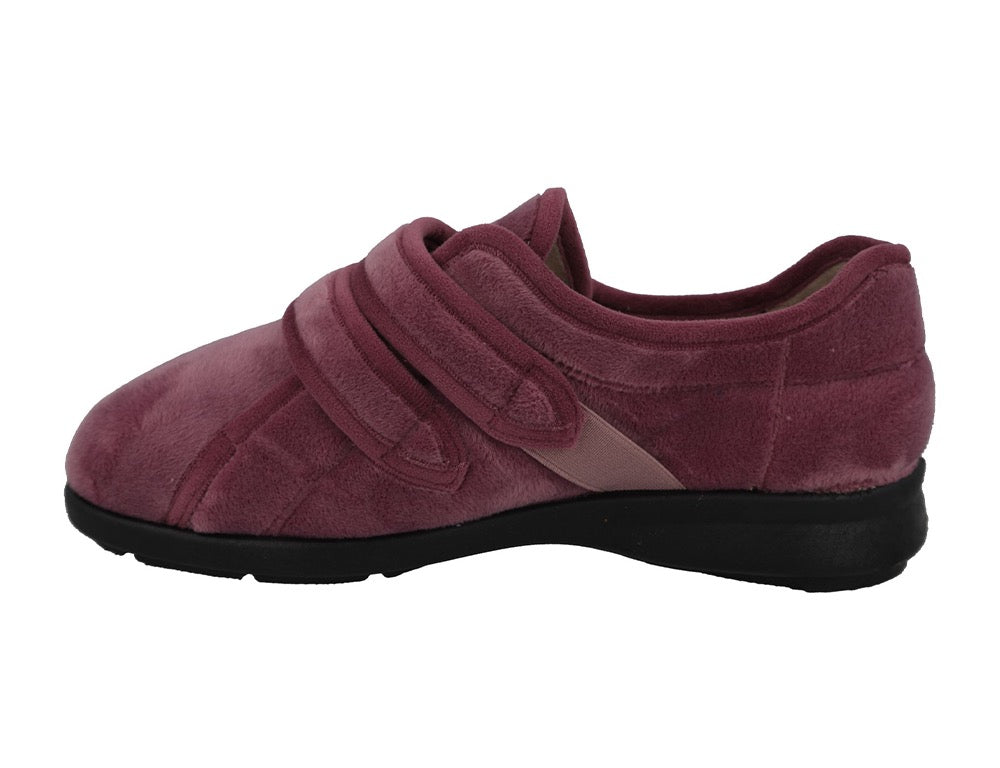 Womens Wide Fit Adjustable Fork Mauve Slippers
