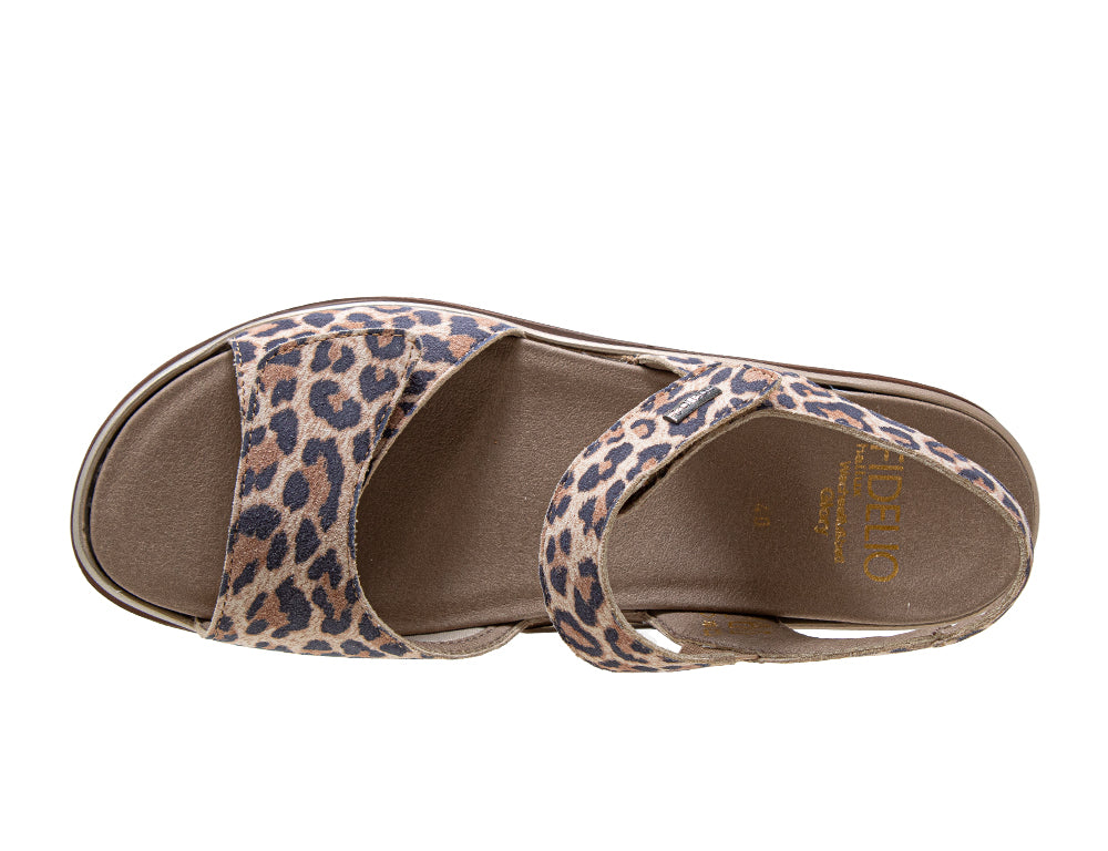 Fidelio Womens Adjustable Glory Cremoso Leopard Sandals ShoeMed