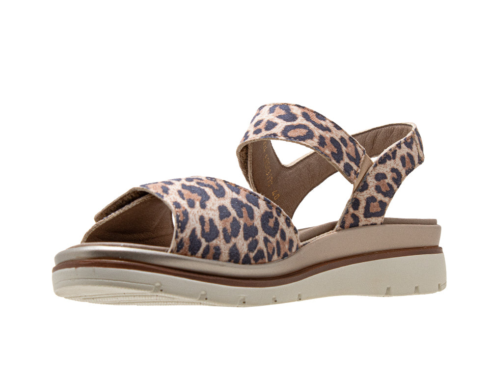 Fidelio Womens Adjustable Glory Cremoso Leopard Sandals ShoeMed