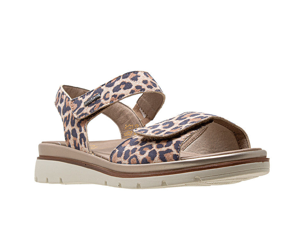 Fidelio Womens Adjustable Glory Cremoso Leopard Sandals ShoeMed