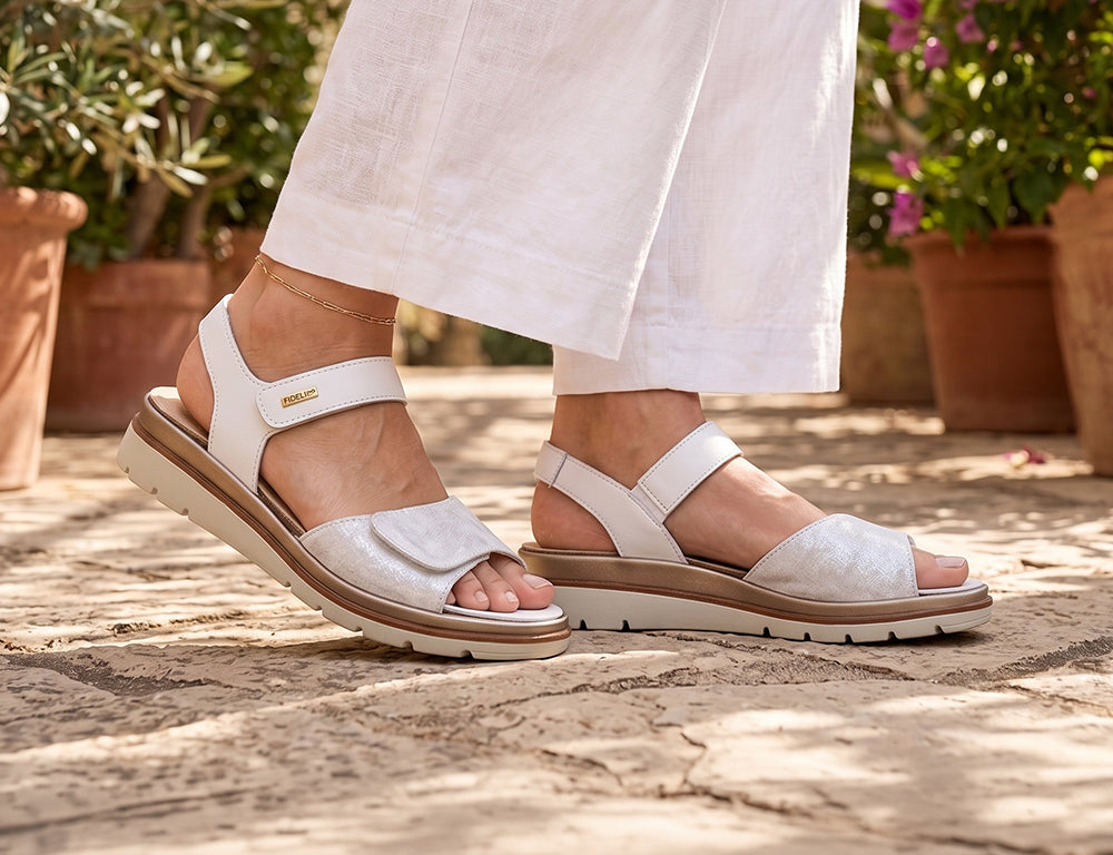 Fidelio Womens Adjustable Glory Bianco Combi Sandals ShoeMed