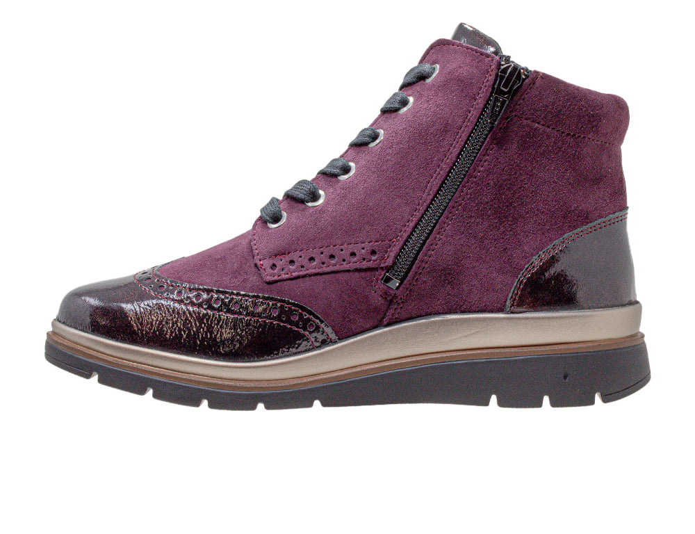 Womens Zip Gallery Bordo Patent Nubi Boot