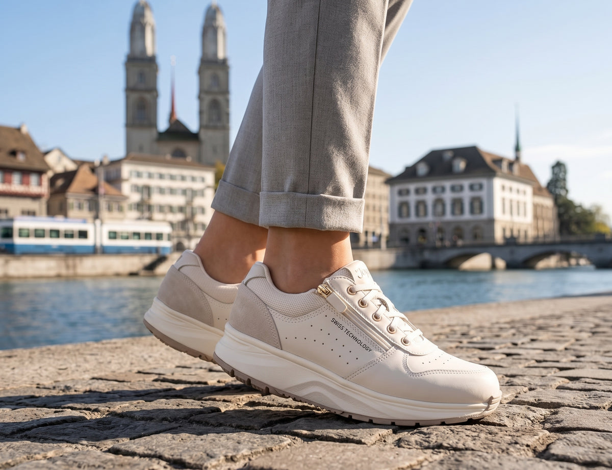 Joya Womens Active Zip Dynamo White Trainers ShoeMed