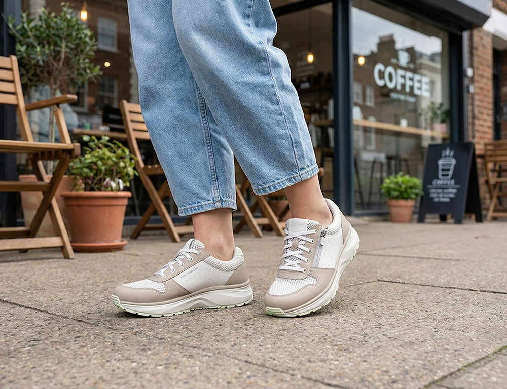 Joya Womens Active Zip Dynamo White Green Trainers ShoeMed