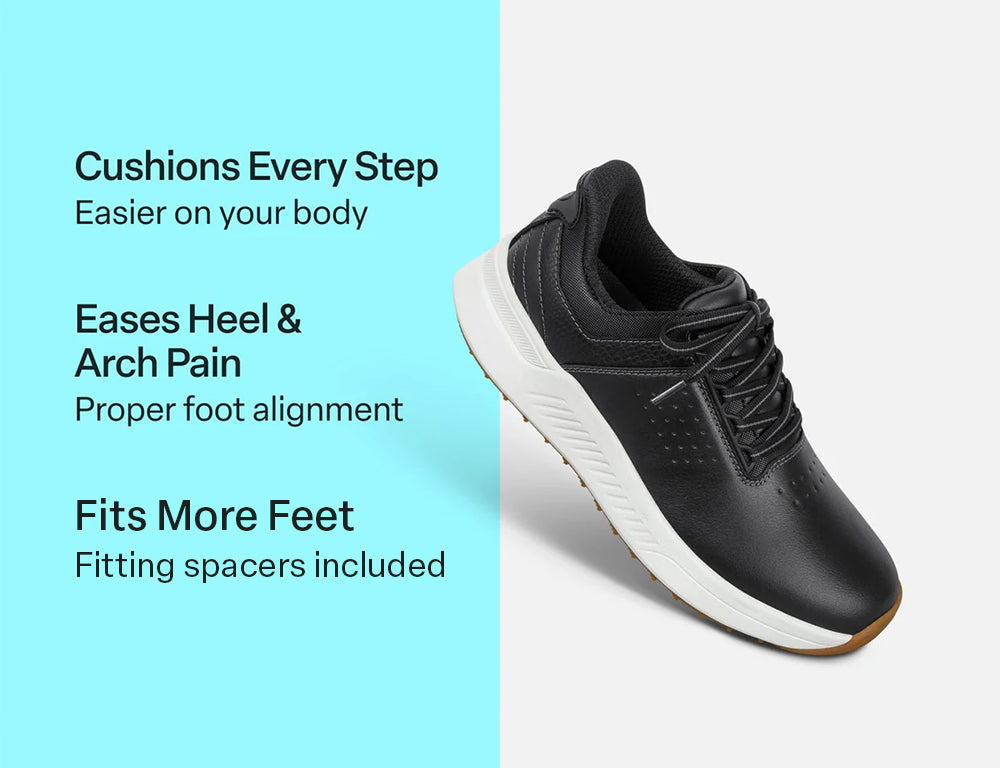 Orthofeet Womens Hands-Free Approach Black Golf Shoes ShoeMed