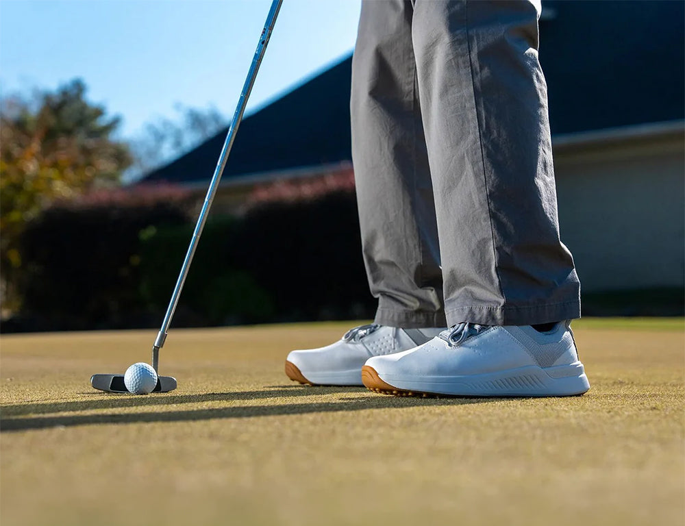 Mens Hands-Free Birdie White Golf Shoes