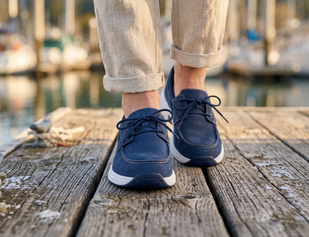Womens Hands-Free Captain Navy Boat Shoes