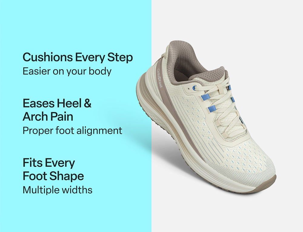 Orthofeet Womens Hands-Free Dart Taupe Trainers ShoeMed