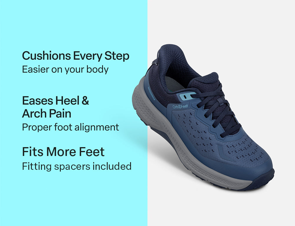 Womens Hands-Free Waterproof Explorer Low Navy Hiking Shoes