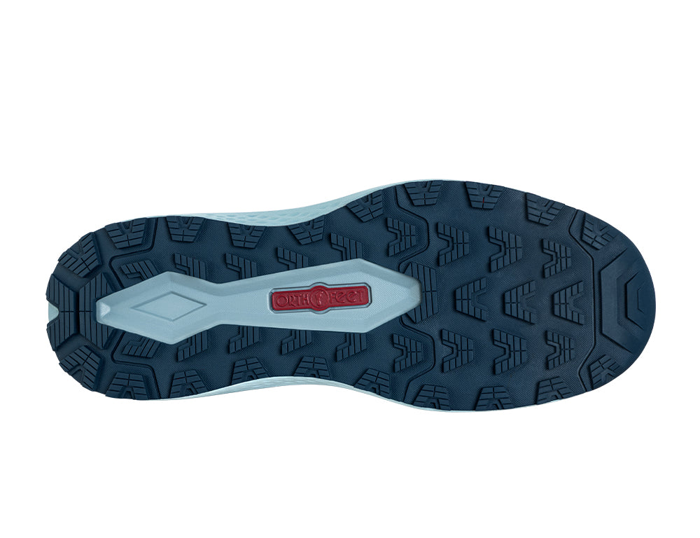 Orthofeet Womens Hands-Free Nira Trail Navy Blue Robins Egg Hiking Shoes ShoeMed