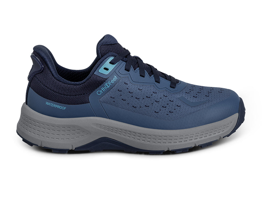 Womens Hands-Free Waterproof Explorer Low Navy Hiking Shoes