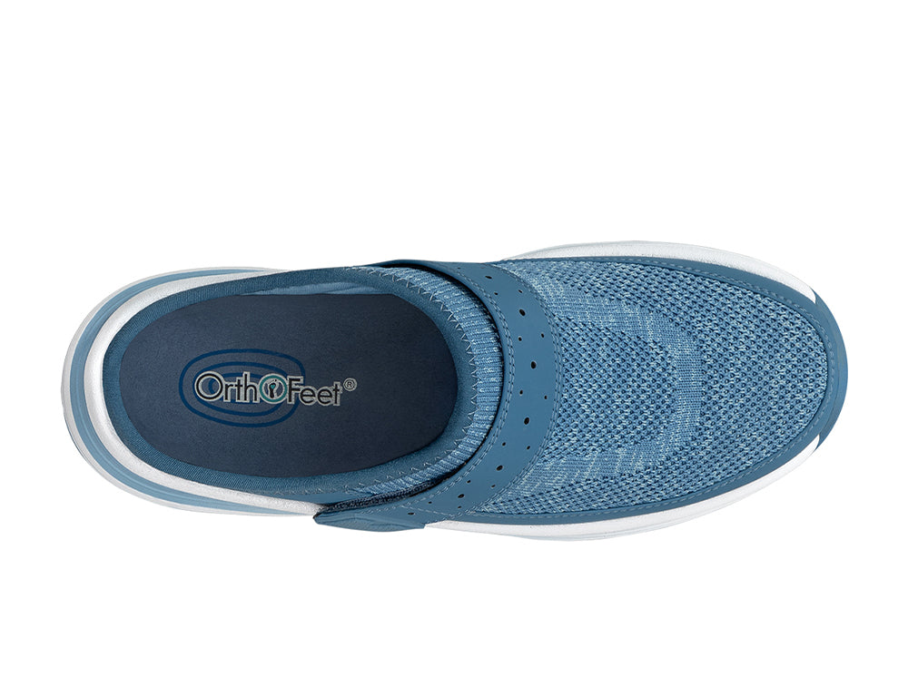 Orthofeet Womens Hands-Free Iris Blue Clogs ShoeMed