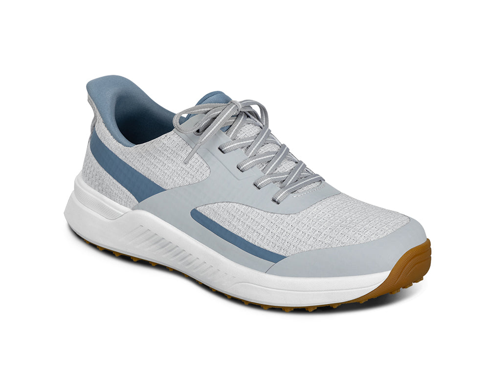 Mens Hands-Free Fairway White Blue Grey Golf Shoes