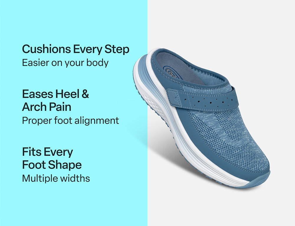 Orthofeet Womens Hands-Free Iris Blue Clogs ShoeMed