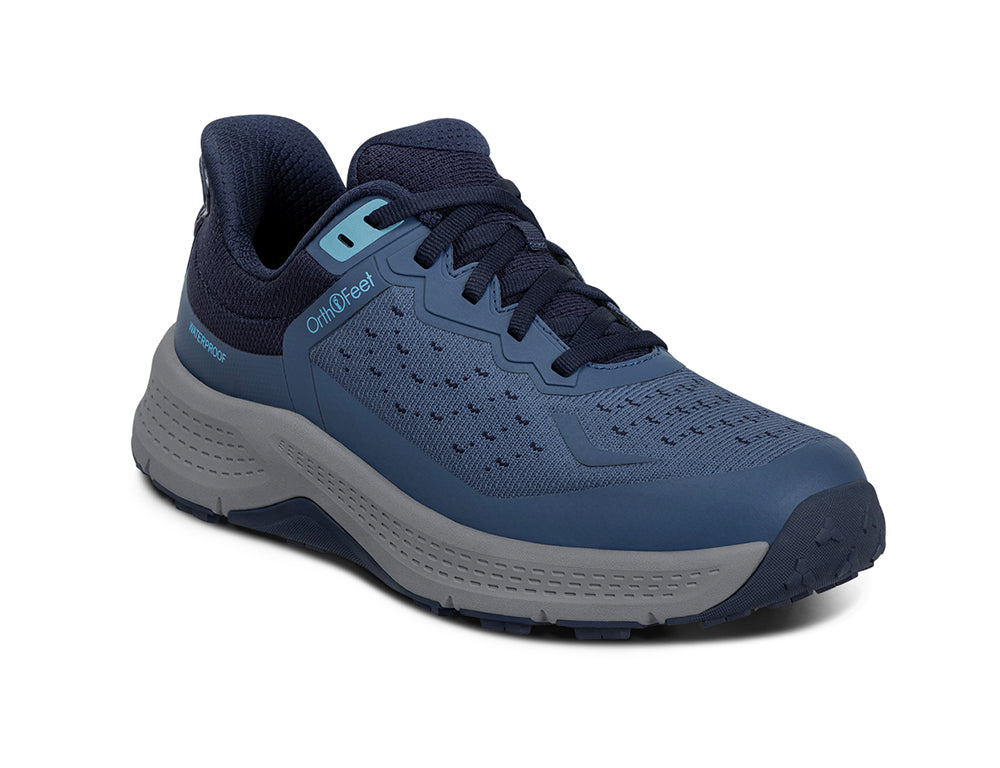 Womens Hands-Free Waterproof Explorer Low Navy Hiking Shoes