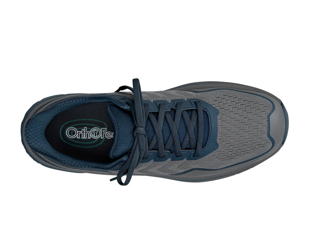 Orthofeet Mens Hands-Free Tilos Trail Grey Blue Hiking Shoes ShoeMed