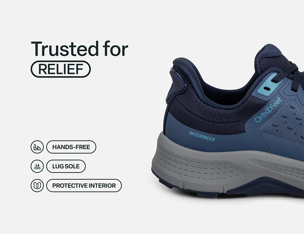 Womens Hands-Free Waterproof Explorer Low Navy Hiking Shoes