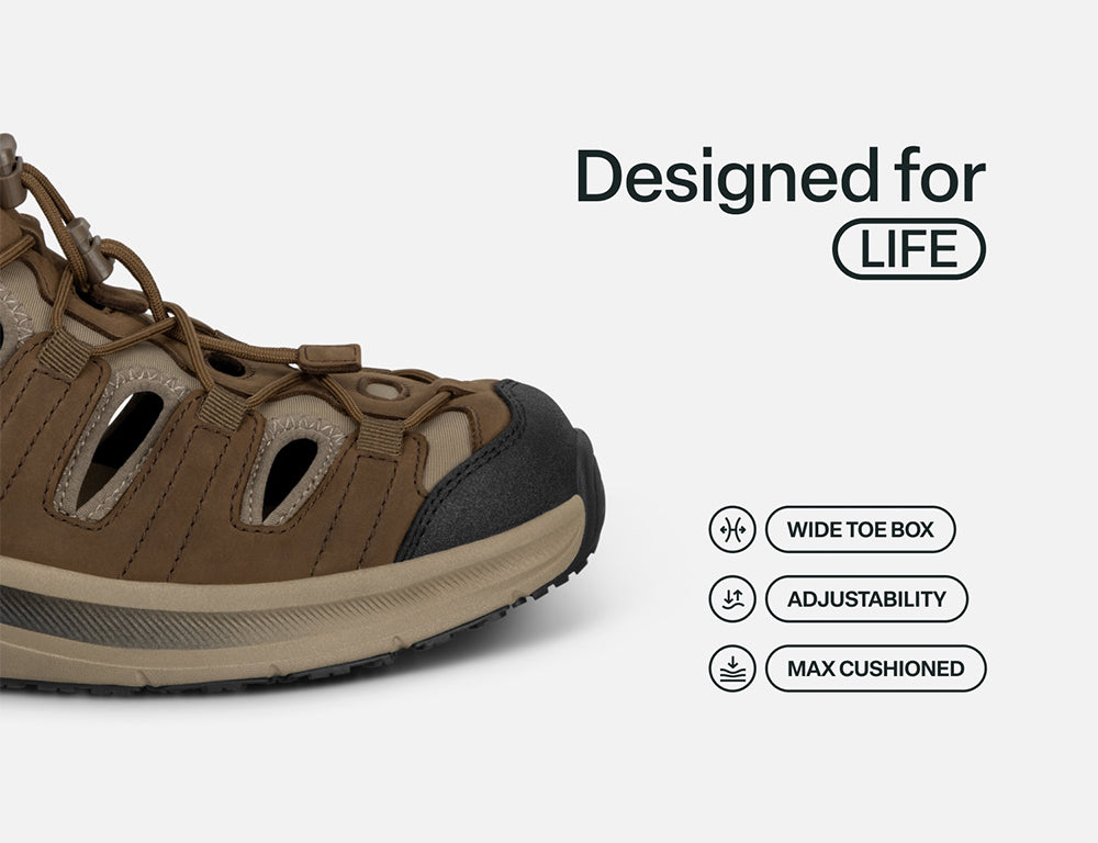 Mens Hands-Free Saturn Brown Hiking Sandals
