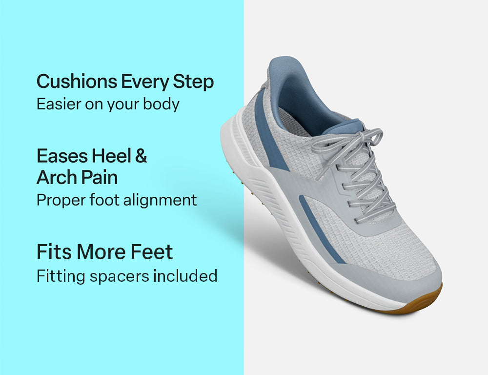Mens Hands-Free Fairway White Blue Grey Golf Shoes