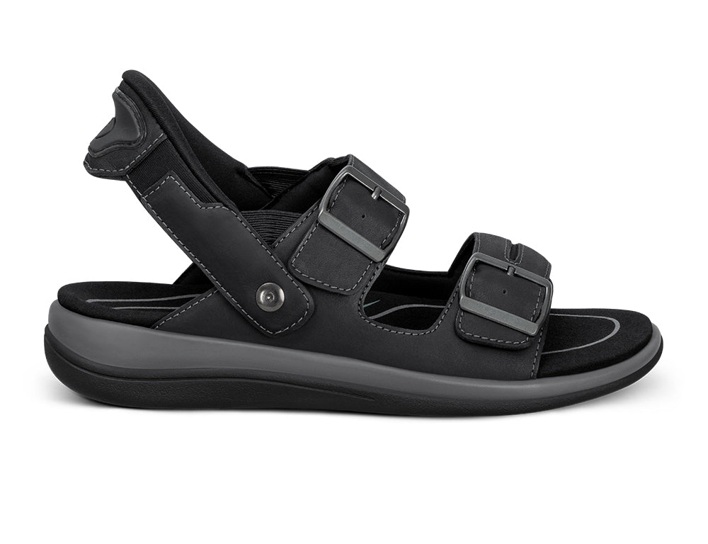 Orthofeet Womens Hands-Free Minerva Black Sandals ShoeMed