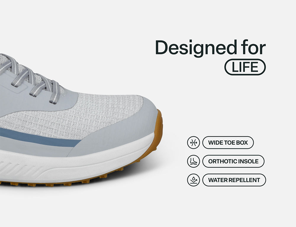 Mens Hands-Free Fairway White Blue Grey Golf Shoes