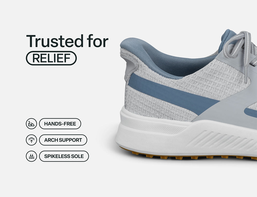 Mens Hands-Free Fairway White Blue Grey Golf Shoes