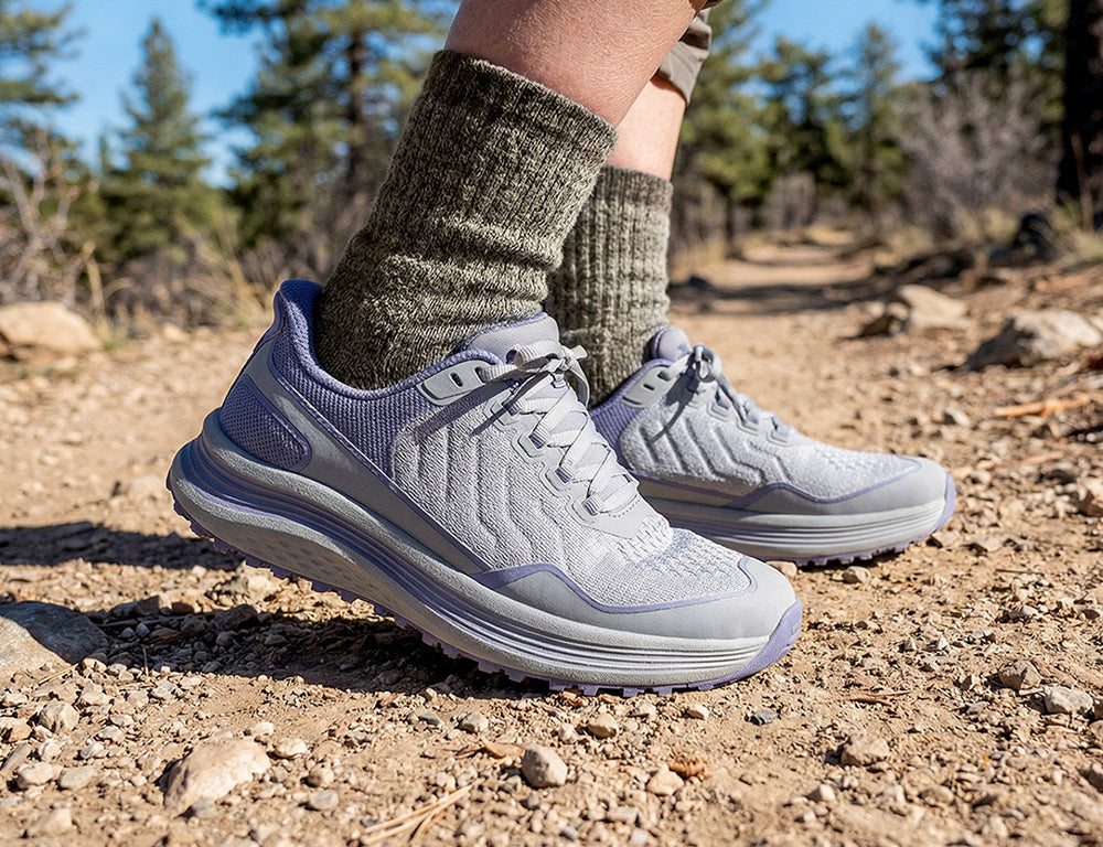 Womens Hands-Free Nira Trail Grey Periwinkle Hiking Shoes