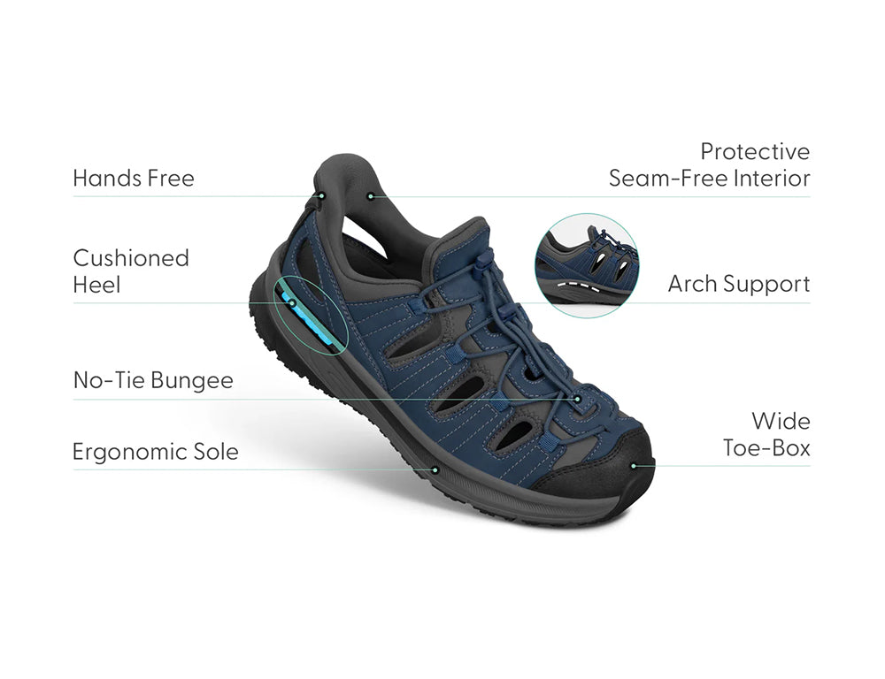 Orthofeet Mens Hands-Free Saturn Marine Hiking Sandals ShoeMed
