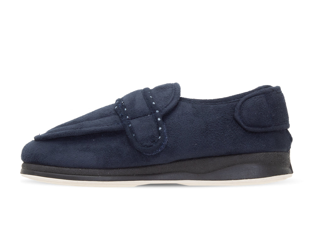 Womens WIde Opening Enfold Navy Slippers