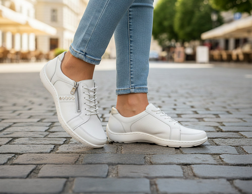 Waldlaufer Womens Lightweight Henni Lace White Shoes ShoeMed