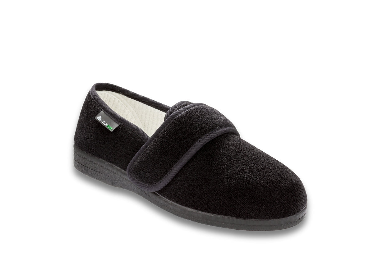 Womens Wide Fitting Adonis Black Slippers