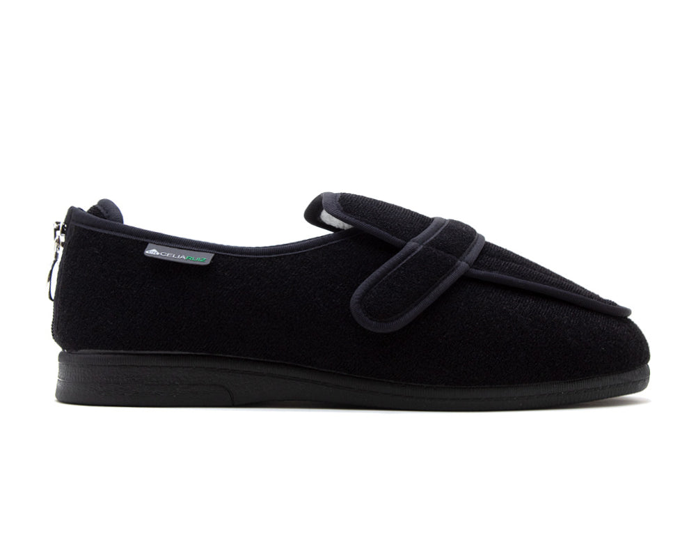 Womens Wide Opening Helios Black Slippers