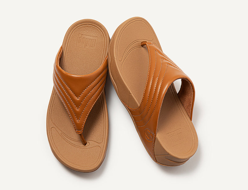 FitFlop Walkstar Leather Toe-Post Light Tan ShoeMed